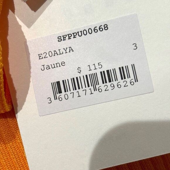 NWT SANDRO 3 US 8 Alya Ribbed Sleeveless Cropped Sweater Tank Top Jaune Bright - Picture 7 of 9